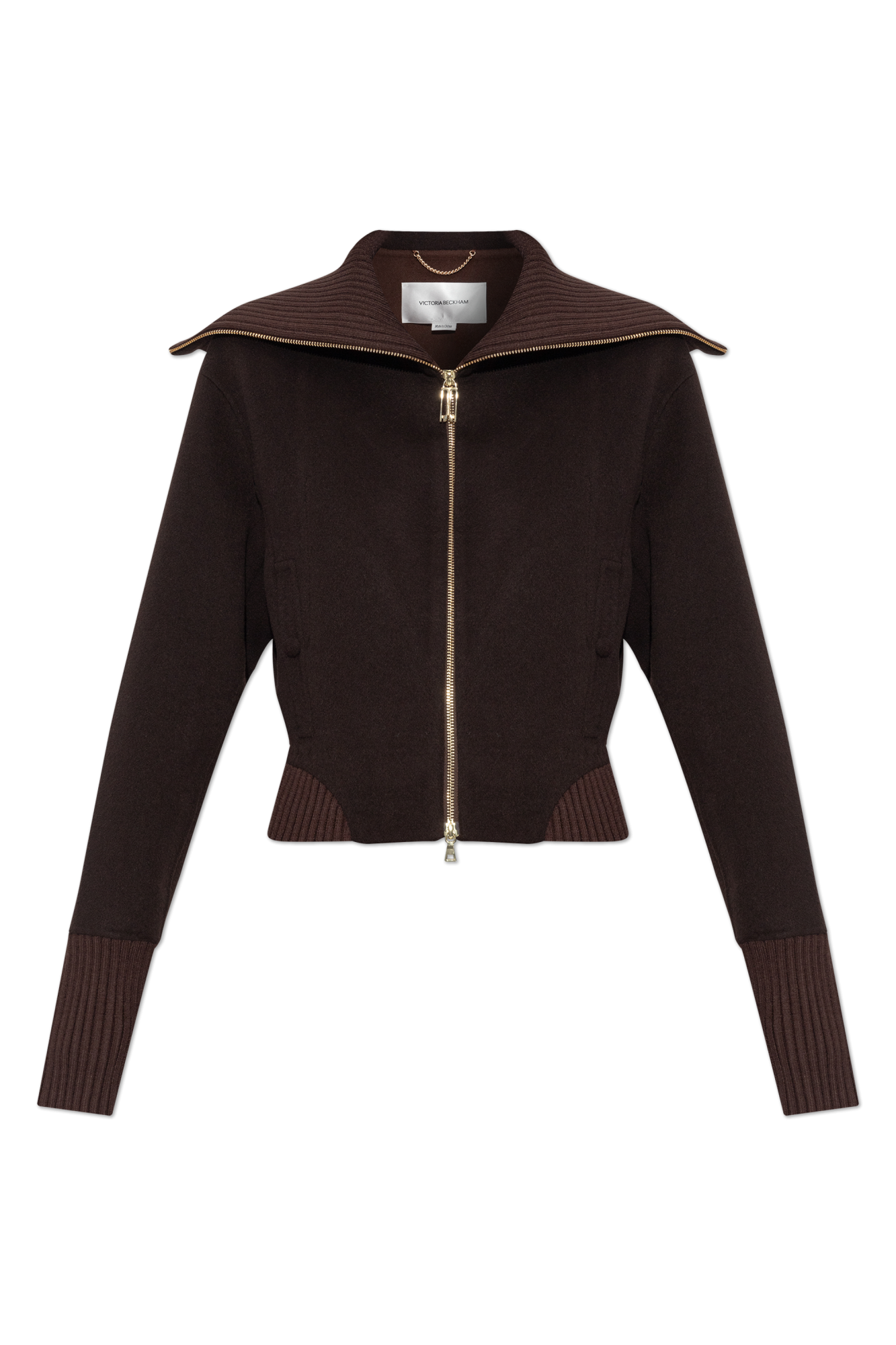 ジャケット Victoria Beckham Brown zip-up cardigan Victoria Beckham Brown zip-up cardigan – Lord & Taylor